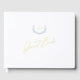 Gold Foil Guest Book Dusty Blue Monogram Wedding Gästebuch