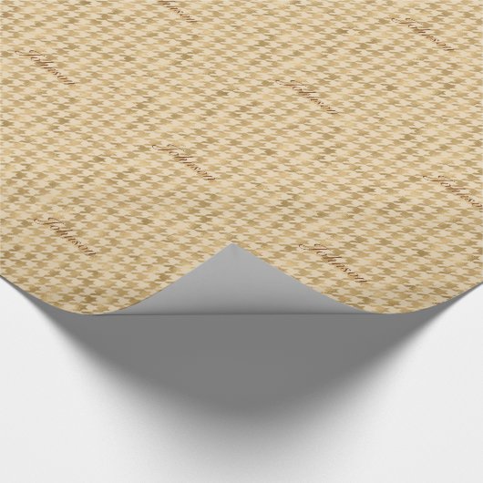 Gold Foil Hahnentrittmuster Mit Monogramm Weihnach Geschenkpapier (Ecke)