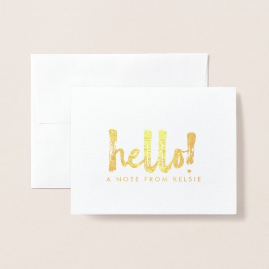 Gold Foil Hallo Personalisiert Note Card Folienkarte (Vorderseite mit Umschlag)