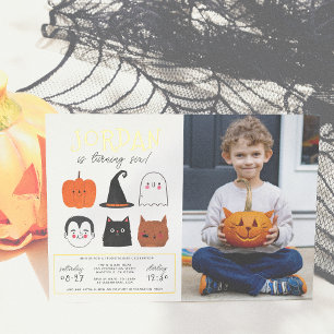 Gold Foil Halloween Friends Modernes Foto Folieneinladung