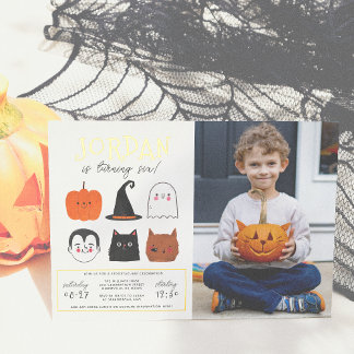 Gold Foil Halloween Friends Modernes Foto Folieneinladung