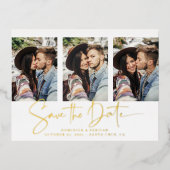 Gold Foil Handgeschriebenes Save the Date Multiple Folie Einladungspostkarte (Vorderseite)