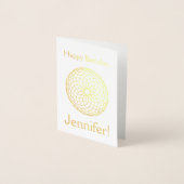Gold Foil "Happy Birthday, Jennifer!" Karte (Vorderseite)