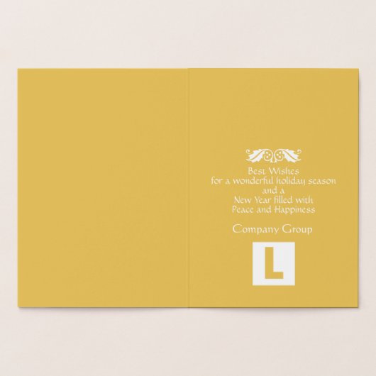 Gold Foil Happy Holidays Business Logo Folienkarte (Innenseite)