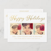 Gold Foil Happy Holidays Xmas Foto Frame Postkarte (Vorne/Hinten)