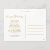 Gold Foil Happy Holidays Xmas Foto Frame Postkarte (Rückseite)