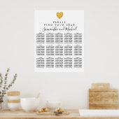 Gold Foil Heart 15-Tisch Hochzeitskarte Poster (Küche)