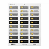 Gold Foil Heart Black Stripe Wedeladresse Label (Vorne)