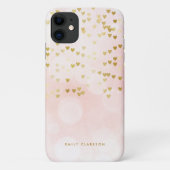 Gold Foil Heart Confetti Pink Bokeh Personalisiert Case-Mate iPhone Hülle (Rückseite)