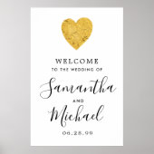 Gold Foil Heart Modern Herzlich willkommen bei uns Poster (Vorne)