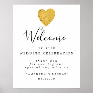 Gold Foil Heart Modern Herzlich willkommen bei uns Poster