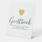 Gold Foil Heart Wedding Guestbook Sockelschild (Vorderseite)