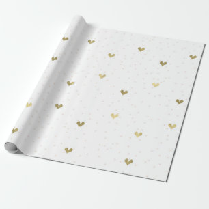Gold Foil Hearts Dots Wrapping Paper Geschenkpapier