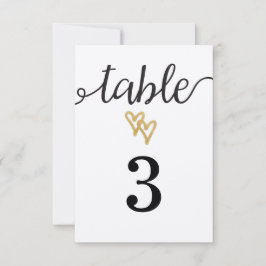 Gold Foil Hearts Kraft Paper Wedding Tischnummer