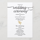 Gold Foil Hearts Kraft Papier Hochzeitsprogramm Programm (Vorderseite)