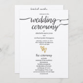 Gold Foil Hearts Kraft Papier Hochzeitsprogramm Programm (Vorne/Hinten)