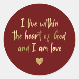Gold Foil Herz Gottes Inspiration Zitat Red Runder Aufkleber