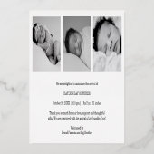 Gold Foil Herz Vielen Dank Foto Birth Ankündigung (Rückseite)