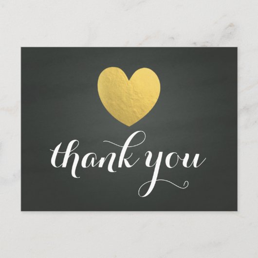 Gold Foil Herz Vielen Dank Post Card Postkarte (Vorderseite)