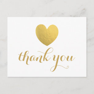 Gold Foil Herz Vielen Dank Post Card Postkarte
