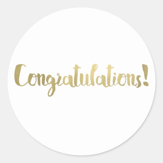 Gold Foil Herzlichen Glückwunsch Modernes Script V Runder Aufkleber (Vorderseite)