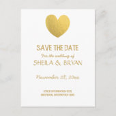 Gold Foil Herzstück Save the Date Postkarte (Vorderseite)