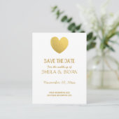 Gold Foil Herzstück Save the Date Postkarte (Stehend Vorderseite)