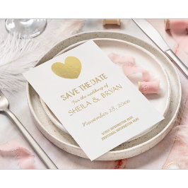 Gold Foil Herzstück Save the Date Postkarte