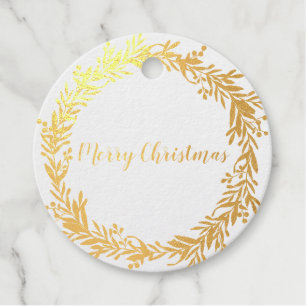 Gold Foil Holly Berry Wreath Frohe Weihnachten Geschenkanhänger