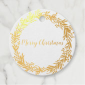 Gold Foil Holly Berry Wreath Frohe Weihnachten Geschenkanhänger (Vorderseite)