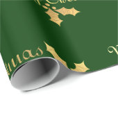 Gold Foil Holly Frohe Weihnachten Geschenkpapier (Rolleneckpunkt)