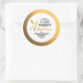 Gold Foil Holly Frohe Weihnachten Runder Aufkleber (Tasche)