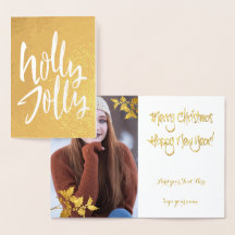 Gold Foil Holly Jolly Weihnachten Ihr FOTO im Inne