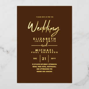 GOLD FOIL Hot Chocolate Modern All-in-1 Wedding Folieneinladung