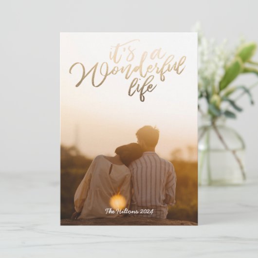 Gold Foil ist ein wunderbares Leben Weihnachten Fo (Stehend Vorderseite)