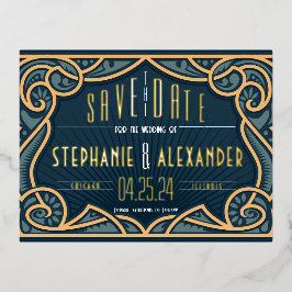 Gold Foil Jugendstil Save the Date Card Folie Einladungspostkarte