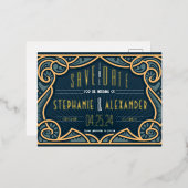 Gold Foil Jugendstil Save the Date Card Folie Einladungspostkarte (Vorderseite/Rückseite)