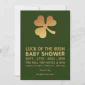 Gold Foil Kleeblatt, irische Baby Dusche Einladung (Vorderseite)