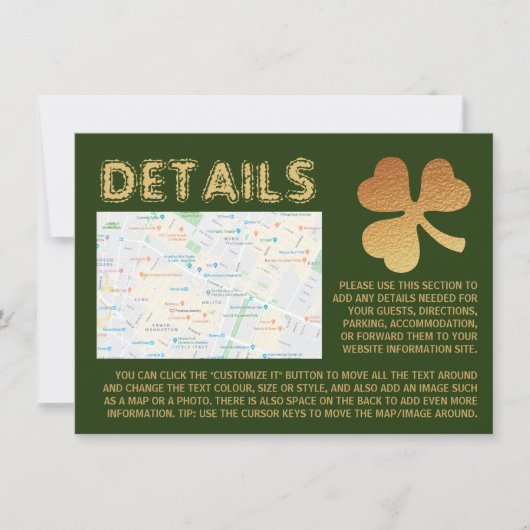 Gold Foil Kleeblatt, St Patrick's Day Detail Card Einladung (Vorderseite)