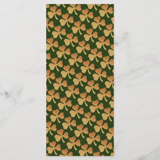 Gold Foil Kleeblatt, St Patrick's Day Menu Card Menükarte (Rückseite)