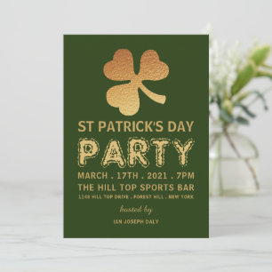 Gold Foil Kleeblatt, St Patrick's Day Party Einladung