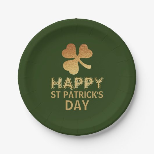 Gold Foil Kleeblatt, St Patrick's Day Party Pappteller (Vorderseite)