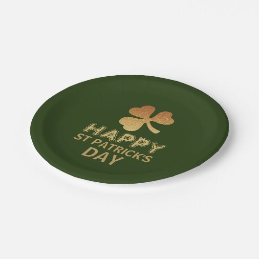 Gold Foil Kleeblatt, St Patrick's Day Party Pappteller (Schrägansicht)