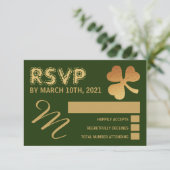 Gold Foil Kleeblatt, St Patrick's Day Party UAWG RSVP Karte (Stehend Vorderseite)