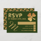 Gold Foil Kleeblatt, St Patrick's Day Party UAWG RSVP Karte (Vorne/Hinten)