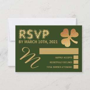Gold Foil Kleeblatt, St Patrick's Day Party UAWG RSVP Karte