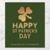 Gold Foil Kleeblatt, St Patrick's Day Party Weinetikett (Einzelnes Label)