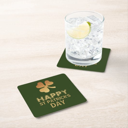Gold Foil Kleeblatt, St Patrick's Day Rechteckiger Pappuntersetzer (Vor Ort)