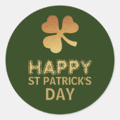 Gold Foil Kleeblatt, St Patrick's Day Runder Aufkleber (Vorderseite)