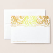Gold Foil Lace Floral Wedding Save the Date Folienkarte (Rückseite mit Umschlag)